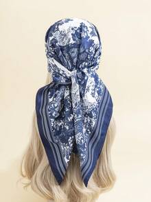1 Khăn Quàng Vuông In Hoa 90*90Cm, Khăn Bandana Chống Nắng Xuân Hè Quấn Đầu Cho Nữ Khăn Bandana, Dây Buộc Tóc, Băng Đô Lý Tưởng Để Trang Điểm Cho Bạn - Nhiều màu - Xem 2