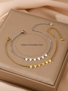 1pc Ins Beach Style Stainless Steel Triangular Design Anklet Chain For Women - Triangle Chain - View 2