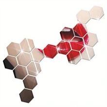 48 piezas Pegatinas de espejo de pared hexagonal de acrílico, espejos decorativos desmontables, adornos artísticos con forma hexagonal autoadhesivos para decoración del hogar, pegatinas, vinilos decorativos para decoración del hogar, artículos de decoración de primavera para renovar su hogar, pegatinas de decoración Rama