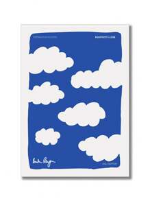 One Piece Canvas HD Printed Poster With Multiple Sizes, Cartoon Modern Fashion Niche Art Style Featuring A Blue Sky With Cloud Letter Pattern, Suitable For Living Room, Bedroom, Sofa Background, Cabinet, Desktop, And Floor Decoration, Wall Hanging Picture For Home Decor (Frame Not Included), Max Size 60*90cm, Teak Magnetic Suction Hanging Scroll Painting (With Simple Wooden Hanging Scroll), Art Gift, PVC Hard Tube Packaging,Wall Art Gifts Birthday Graduation Coastal Decor Coastal Decor Beach Decor - Multicolor - View 19