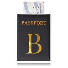 Hot Passport Cover PU Leather Card Case For Women  Initials A To Z Letter Pattern Passport Holder Lovers Men Air Plan Travel Passport Sleeve Business Passport Holder ID Cover Unisex Card Slim Passport RFID Card Case Cover Travel Accessories - Black - View 18