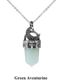 1pc Vintage Natural Stone Crystals Necklace For Men Women Reiki Moon Charm Sword Shape Pendant Healing Black Obsidian Labradorite Opal Fluorite Labradorite Crystal Healing Reiki Halloween Jewelry Gifts H464 - Necklace - View 10