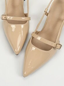 Women's Pointed Toe Chunky Heel Hollow Out Backless Fashion Sandals