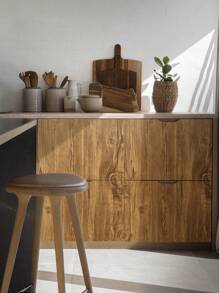 1pc Retro Thickened Brown Wood Grain Design DIY Non-Woven Waterproof Anti-Fouling Easy-Clean Home Decoration Kitchen Cabinet Table & Chair Room Background Refurbishment Self-Adhesive Wallpaper Wall Sticker, Renovation Stickers Peel Wall Panels, Wall Paper, Wallpapers, Spring Decoration Items Refresh Your Home, Rama Decoration Stickers - Dark Brown - View 7