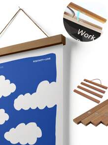 One Piece Canvas HD Printed Poster With Multiple Sizes, Cartoon Modern Fashion Niche Art Style Featuring A Blue Sky With Cloud Letter Pattern, Suitable For Living Room, Bedroom, Sofa Background, Cabinet, Desktop, And Floor Decoration, Wall Hanging Picture For Home Decor (Frame Not Included), Max Size 60*90cm, Teak Magnetic Suction Hanging Scroll Painting (With Simple Wooden Hanging Scroll), Art Gift, PVC Hard Tube Packaging,Wall Art Gifts Birthday Graduation Coastal Decor Coastal Decor Beach Decor - Multicolor - View 10