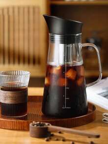 1 pieza Cafetera de vidrio de borosilicato alto con escala, cafetera de extracción en frío con filtro para compartir café o hacer té a mano para uso doméstico - transparente - Ver 5