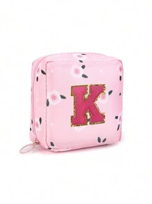 1 Pc Portable Sanitary Napkin Storage Bag - Large Capacity Waterproof Cartoon Design - Suitable For Girls In Their Menstrual Period! Waterproof Cosmetic Travel Bag, Coin Wallet, Teen Girl Cash Bag, Pink Flower 26 Letter Towel Embroidery, Adorable Multi-Purpose Storage Bag, Portable And Large Capacity Makeup Bag Makeup Bags Makeup Organizer Make Up Organizer Makeup Storage Makeup Pouch Make Up Pouch Make Up Bag - Pink - View 16