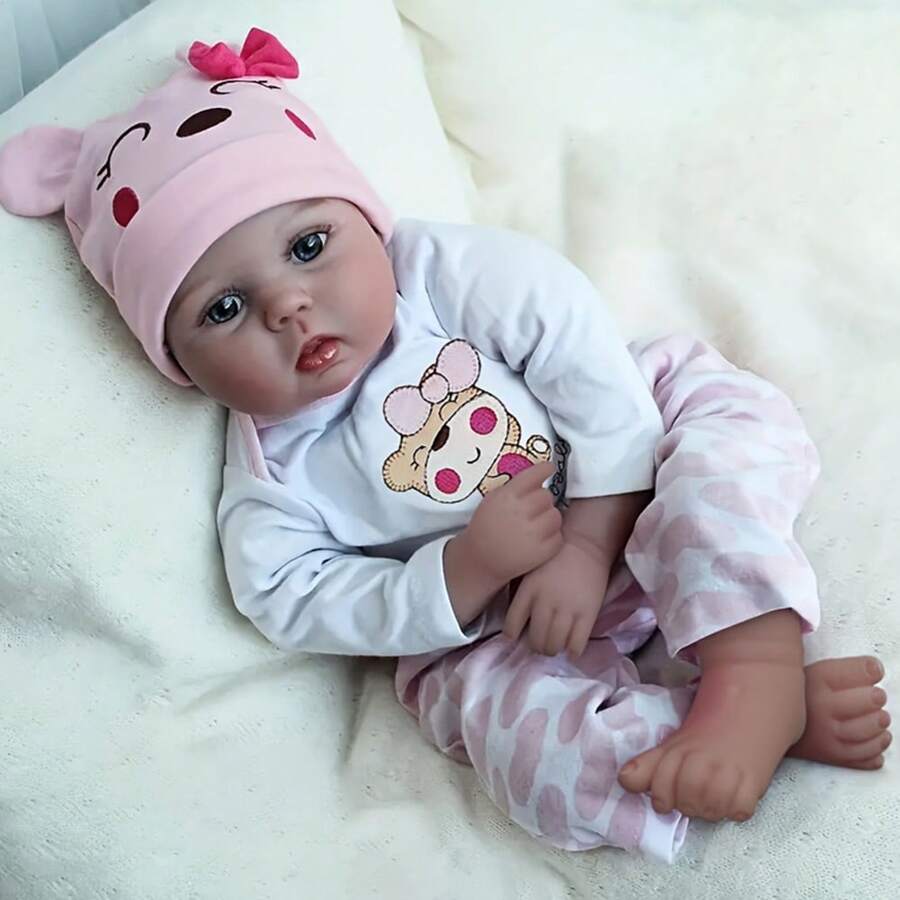 20 英寸重生婴儿娃娃，逼真的新生儿柔软布身婴儿娃娃玩具，最佳圣诞节或生日礼物 - 粉色 - 查看 1