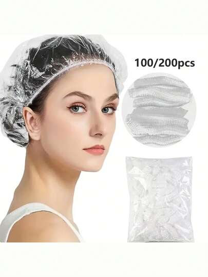 50/100/150/200/300/500个一次性塑料透明浴帽（适合头围42cm左右的人）家居浴室装饰秋季装饰