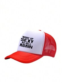 1 pieza Gorra de camionero de moda "WOKE UP SEXY AS AGAIN" con estampado de letras, gorra de béisbol para adultos, gorra de conductor de camión, regalo gracioso para hombres - Multicolor - Ver 6