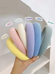 1pc Multicolor Gentle Cream Color Headband, Versatile Candy Color Sponge Hairband, Stylish Hair Accessories For Women - Multicolor - View 12