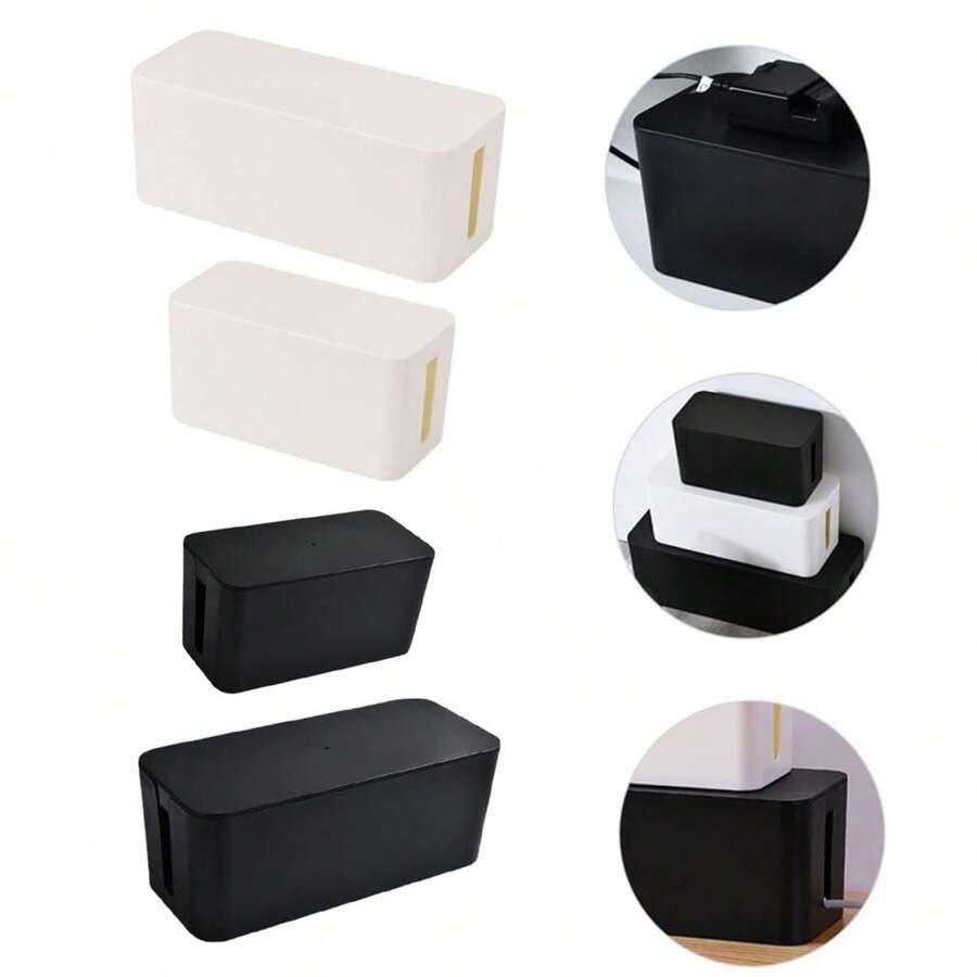 Cable Cable Management Box, 2 Pack White Cord Organizer And Hider For