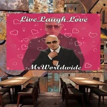Live Laugh Love Mr. Worldwide Flag Music Tapestry Banner For Bar Beer House College Dorm Room Man Cave Tailgates And Parties,Christmas Mother's Day Graduation - Multicolor - View 2
