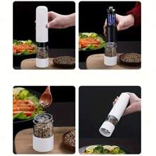 1入組電動胡椒研磨機，可調節香料研磨機，自動胡椒磨，可重复使用的廚房露營野餐胡椒碎機，廚房小工具 - 彩色 - 查看 8