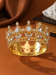 1pc Baroque Style Circular Multi-Color Bridal Crown Headpiece, Suitable For Prince, Royal King, Beauty Queen, Full Round Floral Wreath, Applicable For Wedding, Decoration, Bar, Party, And Other Accessories