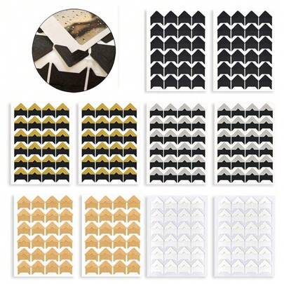 10/15 Sheets Photo Corners Self Adhesive Stickers For DIY Scrapbook, Photo Album, Trip Journal, Memory Book Or Dairy