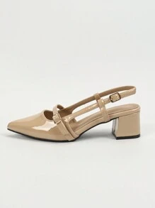 Women's Pointed Toe Chunky Heel Hollow Out Backless Fashion Sandals