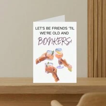 1pc 'Crazy Old Lady' Birthday Card - Perfect For Friends, Besties & Sisters,Perfect Gift For Best Friends, Birthday Cards, Small Business Supplies, Thank You Cards, Birthday Gift, Cards,With Random Colored Envelope - White - View 4