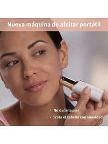 Depiladora Facial Eléctrica Recargable para Mujer con Luz Integrada - Depiladora de Ceja Portátil y Suave, Ideal para Labios y Mejillas - Blanco - Ver 2