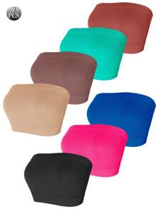 7pcs Women's Strapless Bra Set, Anti-Slip & Backless Design For Inner/Outer Wear, Lingerie - Multicolor - View 12