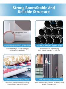 1入組高容量多功能易組裝衣櫃，美觀耐用。設有20mm厚的直徑鋼管支架，具防潮、防塵、防風、防蟲、透氣、柔軟且易於清洗的滌綸布罩和PP塑料連接器。提供多種尺寸和風格的衣架方案。適用於臥室、學生宿舍、出租房、兒童房，用於存放衣服的衣架，上面還可以放置盒子，底部可以放置鞋子。需要組裝，包括安裝工具和說明書。更多選項，請咨詢商店。 - 霧霾藍 - 查看 4