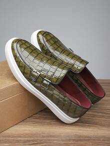 Męskie, oddychające, wsuwane mokasyny z wytłoczonym wzorem krokodyla, nowe, uniwersalne, antypoślizgowe, grube podeszwy, buty żeglarskie