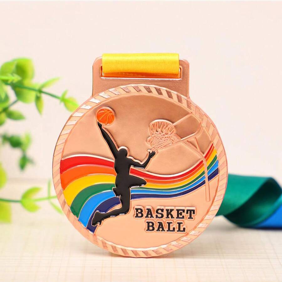1pc Creative Metal Sports Medal For Football/Basketball Honor, Competition & Commemoration - Bronze - View 1