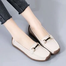 Zapatos cómodos y sin cortes para adultos mayores, zapatos cómodos sin cordones antideslizantes tipo mocasín para uso casual - Beis - Ver 6