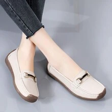 Zapatos cómodos y sin cortes para adultos mayores, zapatos cómodos sin cordones antideslizantes tipo mocasín para uso casual - Beis - Ver 5