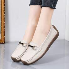 Zapatos cómodos y sin cortes para adultos mayores, zapatos cómodos sin cordones antideslizantes tipo mocasín para uso casual - Beis - Ver 4