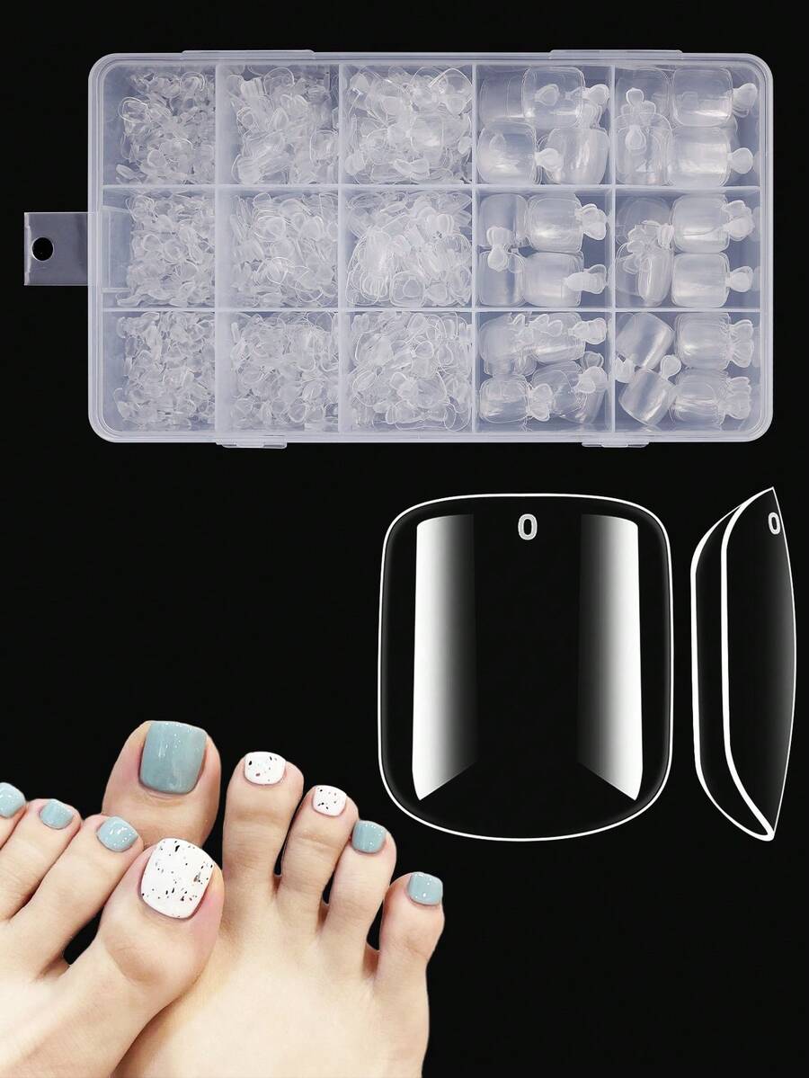 960 Miếng Gel Mềm Đầu Móng Chân Móng Chân Giả Acrylic Trong Suốt Đầu Móng Chân 12 Kích Cỡ Bảo hiểm Đầy Đủ Đầu Gel Móng Chân Giả Trong Suốt Ấn Vào Móng Tay, Đầu Ngón Chân Mùa Hè Thích Hợp Cho Trang Chủ DIY Salon Làm Móng Cửa Hàng - Trong sáng - Xem 1