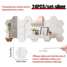 48 piezas Pegatinas de espejo de pared hexagonal de acrílico, espejos decorativos desmontables, adornos artísticos con forma hexagonal autoadhesivos para decoración del hogar, pegatinas, vinilos decorativos para decoración del hogar, artículos de decoración de primavera para renovar su hogar, pegatinas de decoración Rama