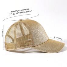 1pc Women's Multicolor Shiny Visor Ponytail Baseball Cap, Lightweight Fabric Sunshade Design Suitable For Everyday Wear, Summer