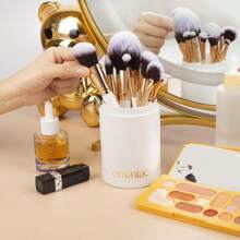 OMANIAC Makeup Brush Set Professional, 12 Pearlescent Wood Handle Makeup Brushes, Premium Cruelty-Free Synthetic Fiber Hair, Travel Make Up Brushes Set With Case (Black) - trắng - Xem 2