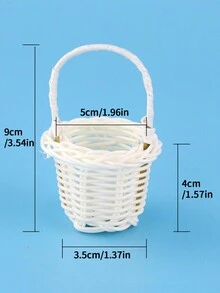 1pc Mango Rattan Weaving Mini Carrier Basket, Car Basket DIY Toy Hand Basket Small Micro Landscape Decorative Flower Basket - Multicolor - View 9