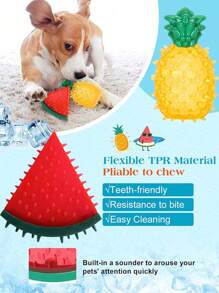 1 pieza/2 piezas/3 piezas Juguete para mascota con sonido, lindo juguete para masticar con forma de fruta para refrescarse en el verano