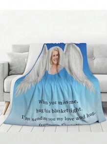 1 件定制法兰绒照片毯，适用于床，个性化纪念照片毯 - 个性化礼物，为失去亲人而赠送的纪念礼物，为失去爸爸妈妈奶奶爷爷丈夫而赠送的慰问礼物 - 丧亲礼物，定制纪念毯，多功能客厅沙发户外海滩露营