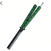 Butterfly Training Comb Knife Tool, Ghost Head Comb For Beginner Practice, Non-Sharp Folding Butterfly Knife - Multicolor - View 5