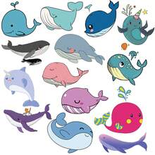 50入組卡通鯨魚貼紙，適用於裝飾行李箱、筆記本、吉他等物品 - 彩色 - 查看 4