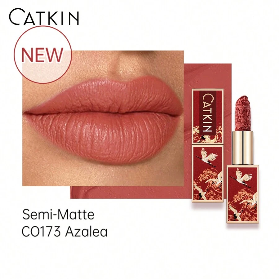 CATKIN Rouge Matte Engraved Lipstick, Waterproof Long-Lasting Satin Smooth Lip Color CO173 Rhododendron - CO173 - View 1