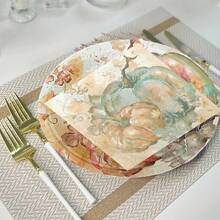 24入組 23*23公分鬼魂南瓜造型紙盤，24入組 33*33公分鬼魂南瓜造型餐巾紙，萬聖節主題一次性餐具附詭異南瓜印花，節慶裝飾派對用品 - 彩色 - 查看 5