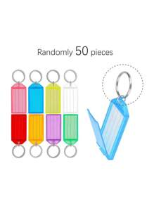 XIANG YU 20/50 件钥匙标签塑料钥匙链标签带横线空白纸标签透明盖和开口环坚固物品识别器 - 彩色 - 查看 15