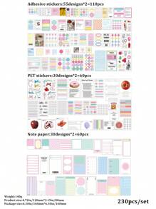 Paquete de material de 230 piezas / Estilo simple de etiquetas adhesivas decorativas multifuncionales para la decoración de la vida diaria - ceremonia de registro - Ver 7