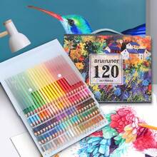 Brutfuner Ensemble de 120 crayons de couleur à base d'huile, 48/72 pièces crayons de couleur professionnels pour le dessin, couleurs riches et pigments vifs, livres à colorier pour adultes et fournitures pour le croquis