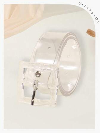 Cinturón con hebilla cuadrada transparente de estilo Y2K para abrigos y vestidos, ideal para Halloween, verano, escuela, otoño y Halloween