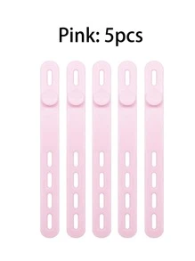 5pcs Silicone Cable Ties, Reusable, Suitable For Earphone Cables, Phone Charging Cables, Various Household Data Cables, Can Be Used For Cable Management In Home, Office, School And Other Places, Also Suitable For Travel Storage Bags, Makeup Bags, Travel Storage Bags, Large Capacity Cosmetic Storage Boxes, Can Store Lipsticks, Brushes, Skincare Products, Phones, Coins, Small Items And More, Suitable For Home, Gifts, Vacations And Holidays (Halloween, Christmas) And Other Occasions, Multi-Functional Use, Full Of Bohemian Style - Multicolor - View 7