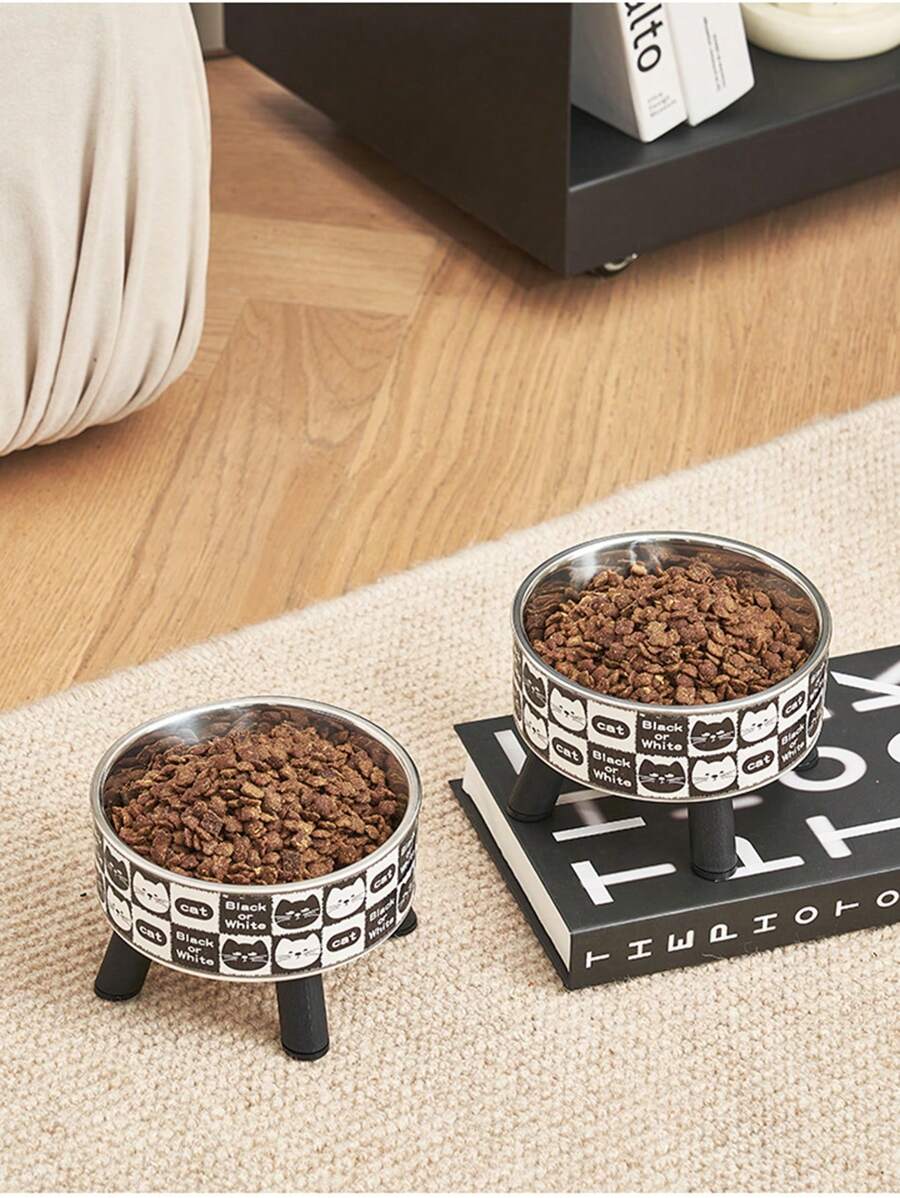 1 件不锈钢宠物猫碗，加高狗碗颈部保护防滑防溢