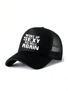1 pieza Gorra de camionero de moda "WOKE UP SEXY AS AGAIN" con estampado de letras, gorra de béisbol para adultos, gorra de conductor de camión, regalo gracioso para hombres - Multicolor - Ver 10