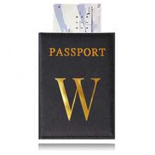 Hot Passport Cover PU Leather Card Case For Women  Initials A To Z Letter Pattern Passport Holder Lovers Men Air Plan Travel Passport Sleeve Business Passport Holder ID Cover Unisex Card Slim Passport RFID Card Case Cover Travel Accessories - Black - View 5
