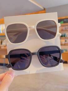 2 件装男孩女孩可爱不对称方形儿童时尚眼镜，仅展示卡片，不发货 - 彩色 - 查看 2